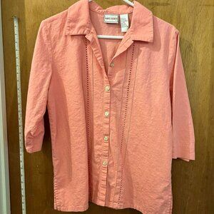 Size M - Napa Valley - Pink Half Sleeve Linen/Rayon Mix Button-Down